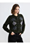 Green baklava patterned women's knitted cardigan from gülis store