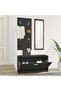 3-in-1 Shoe Cabinet Set Black Engineered Wood