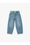 Mom Fit Denim Trousers with Cotton Pockets - 3