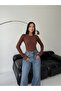 Women's 3-Piece Crew Neck Bitter Coffee Black White Finger Interlocking Long Sleeve Basic Body Cotton Stretch Fabric - 8