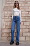 Blue 5-Pocket Vintage High Waist Straight Leg Jeans Vs01206 - 5