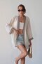 Cream Embroidery Detailed Linen Kimono Vs00678 - 3