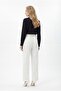White Fabric Trousers with Detailed Cuffs and Flat Legs Mg2642 - 4