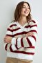 Bearded Striped V-Neck Knitwear Sweater