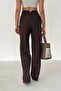 Women's Brown High Waist Classic Wide Leg Trousers - 6