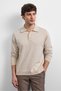 Beige Relaxed Fit Polo Neck Knit Sweater - 6