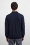 Navy Blue Relaxed Fit Polo Collar Knit Sweater - 6
