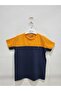 Boy's Navy Blue-Mango Color Cotton T-Shirt - 3