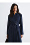 Navy Blue Belted Shirt Dress - 2