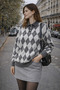 Women's Polo Neck Argyle Sweater