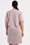 Women's Large Size Half Button Short Sleeve Polka Dot Nightgown Tunic Light Coffee C5T2N0015 - 4