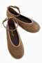 Jenin Genuine Leather Mink Suede Belted Women's Ballerinas - 4