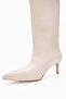 Cami̇la Beige Leather Women's Heeled Boots - 6