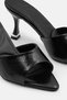 Women's Heeled Slippers Black Patent Leather Rustic Fabric Pointed Heeled Women's Slippers - 3