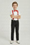 Boy's White Short Sleeve Shirt Black Pants Red Suspender Bow Tie Set April 23 October 29 - 3