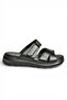 Y555532503 Black Genuine Leather Women's Slippers - 5
