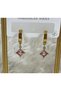 Prism Cut Pink Color Dangling Steel Earrings - 3