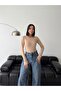 Women's Bitter Brown Cream Black White 4-Piece Finger Detailed Crew Neck Basic Bodysuit Flexible and Soft - 2