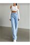 Hande Women's 90's Light Snow Wash Blue Lycra Super High Waist Loose Jeans Palazzo Trousers