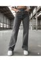 Zerda Women's Stretch Fabric Women's Smoked High Waist Flared Leg Loose Jeans