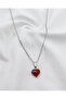 Handmade Red Murano Heart Evil Eye Beaded 316L Stainless Steel Necklace, Chain 60 Cm, Silver Color - 2