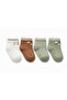 4-Piece Baby Cotton Daily Socks – Striped & Patterned, Non-Slip Sole, High Quality