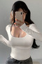 Women's White Square Neck Long Sleeve Stretchy Bodysuit – Casual & Stylish Slim Fit Basic Blouse - 3