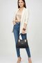 Women's 2-Compartment Faux Leather Hand and Shoulder Bag - Daily Stylish Bag with Accessory Detail 17X22X12 - 6
