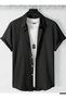 Boyfriend Fit Waffle Fabric Alaçatı Style Unisex Wrinkled Short Sleeve Shirt - 2
