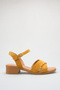 Yellow Suede Genuine Leather Cross-Strapped Short Heeled Women's Sandals with Ankle Strap - 4