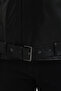 Men's Black Color Genuine Leather Jacket with Belted Waist - 5