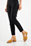Yellow Suede Genuine Leather Cross-Strapped Short Heeled Women's Sandals with Ankle Strap - 3