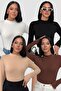 Women's 4-Pack Premium Long Sleeve Half Turtleneck Body |   Shaping / Sculpting Flexible Fabric