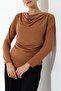 Sandy Degaje Yaka Ruched Detail Asymmetric Long Sleeve Blouse – Casual & Office Stylish Combination - 4
