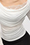 White Bardot Neck Lace Detail Textured Blouse ALC-X15139 - 4
