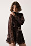 Brown Patterned Lace Detail Mini Dress ALC-X15073 - 6