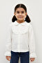 Girls' Cotton Long Sleeve Shirt with Ruffles on the Front and Elasticated Sleeves - 2