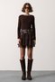 Women's Brown Layered Lace Detailed Belted Mini Skirt Alc-X15076 - 3