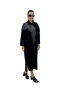 Plus Size Women's Viscose Leather Detailed Long Sleeve Half Zipper Long Dress - 5