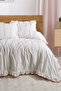 Tek Single Duvet Cover Set 100% Cotton Ornamental Overlock Ruffled - 7
