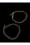 Steel Double Couple&Lover Gold Silver Gourmet Bracelet - 2