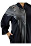 Plus Size Women's Viscose Leather Detailed Long Sleeve Half Zipper Long Dress - 2