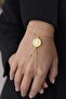 Round Motif Gold Color Shahmeran Bracelet with Lacquer Coating - 3