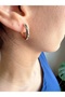 Minimalist Blue Detailed Steel Hoop Earrings - Water-Resistant Luxury Series Silver Appearance - 7