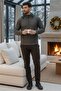 Men's Smoked Hooded Long Sleeve Muline Sweatshirt with Fleece Inside - Comfortable to Wear - 3