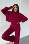 Women's Knitwear High Waist Elastic Trousers Turtleneck Finger Detail Sweater Thinky Set - 4