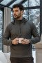 Men's Smoked Hooded Long Sleeve Muline Sweatshirt with Fleece Inside - Comfortable to Wear
