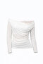 White Bardot Neck Lace Detail Textured Blouse ALC-X15139 - 3