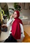 C Pattern Wool Silk Shawl -Red - 3