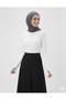 White Crew Neck Slim Fit Cotton Finger-Looped Blouse Oversized Hijab Body Hzlrbndüz50Tbody - 3